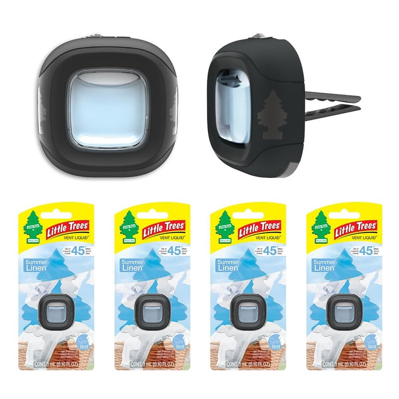 LITTLE TREES Car Air Freshener. Vent Liquid Provides Long-Lasting Scent for Auto or Home. Add a Splash of LITTLE TREES to your Vent. Summer Linen  4 Air Fresheners - Image 2